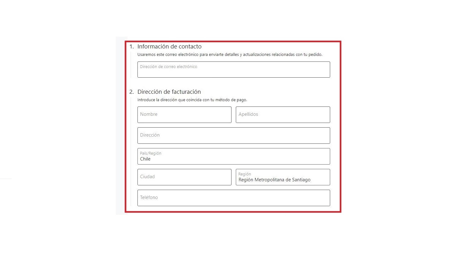 Paso N°8: Ingresa tus datos en el formulario de compra.