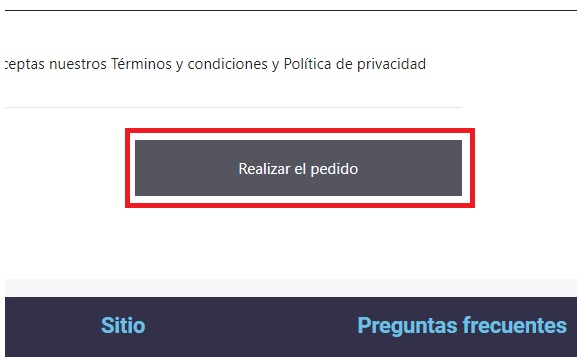Paso N°9: Haz click en Realizar el pedido para proceder al pago.